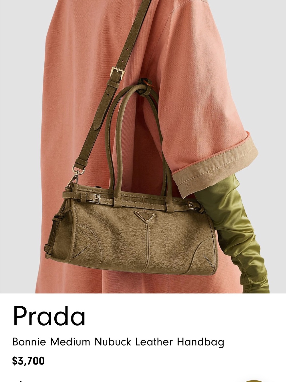 Prada Bonnie Medium Nubuck Leather Shoulder Bag — Tan - Picture 3 of 3